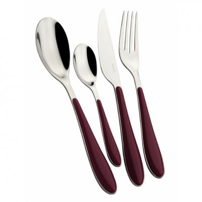 Gioia Casa Bugatti Colored Cutlery Set 24 Pieces - Garnet Red -  - 8020178925648