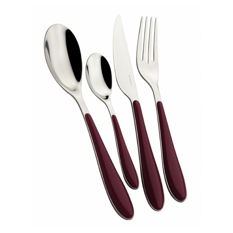 Posate Colorate Gioia Casa Bugatti Set 24 Pezzi - Rosso Granata - 
