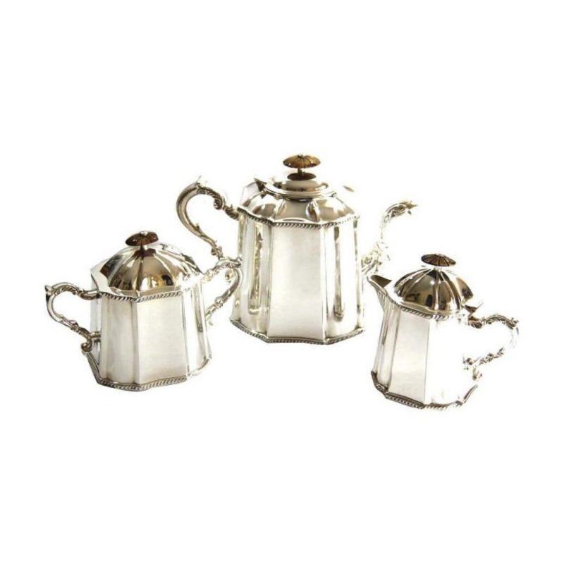 Teapot, Milk and Sugar Bowl Set 3 pieces in Silver Sheffield - Royal Family -  - 