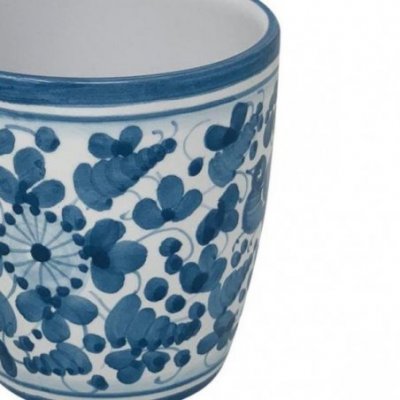 Deruta 陶瓷杯 - 绿松石阿拉伯式花纹装饰 -