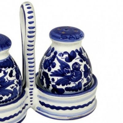 Salt-pepper in Deruta Ceramic - Blue Arabesque -  - 