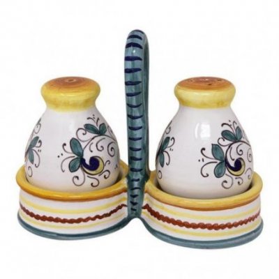 Sale-pepe in Ceramica Deruta -  15x13x6cm decoro Ricco Deruta