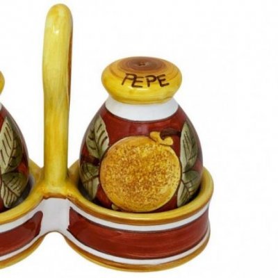 Salt - pepper in Ceramic Deruta - Positano Red -  - 