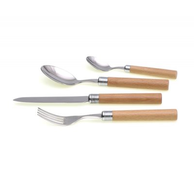 Stainless Steel Cutlery - Wooden Handle - Set 24pcs - Natural -  - 8004746322428