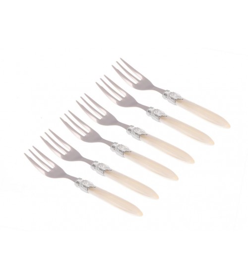 Set 6 Pieces Cake Forks - Laura Silver Color - Rivadossi Sandro - Ivory