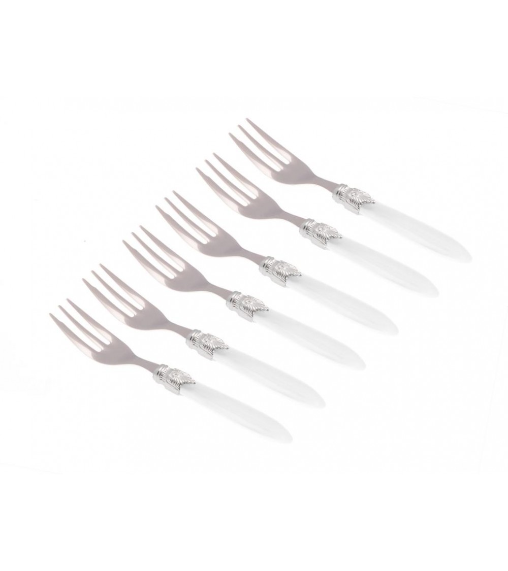 Rivadossi Sandro: Set of 6 Dessert Forks - Laura Silver Color -  - 