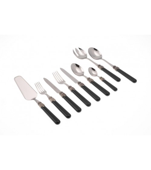 Rivadossi : 经典套装 75 件 - 破旧/乡村餐具 - 黑色