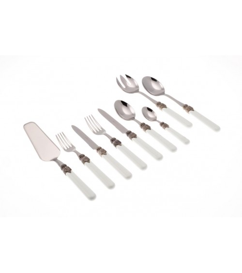 Rivadossi: Klassisches Set 75-teilig - Shabby / Country-Besteck - weiße Baumwolle
