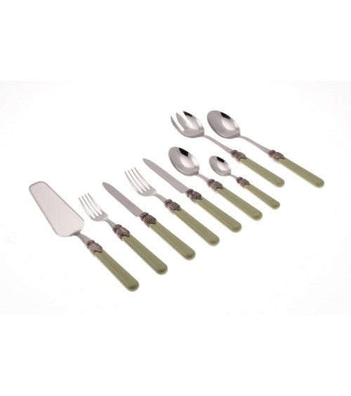 Rivadossi: Klassisches Set 75-teilig - Shabby-/Landbesteck - Salbeigrün