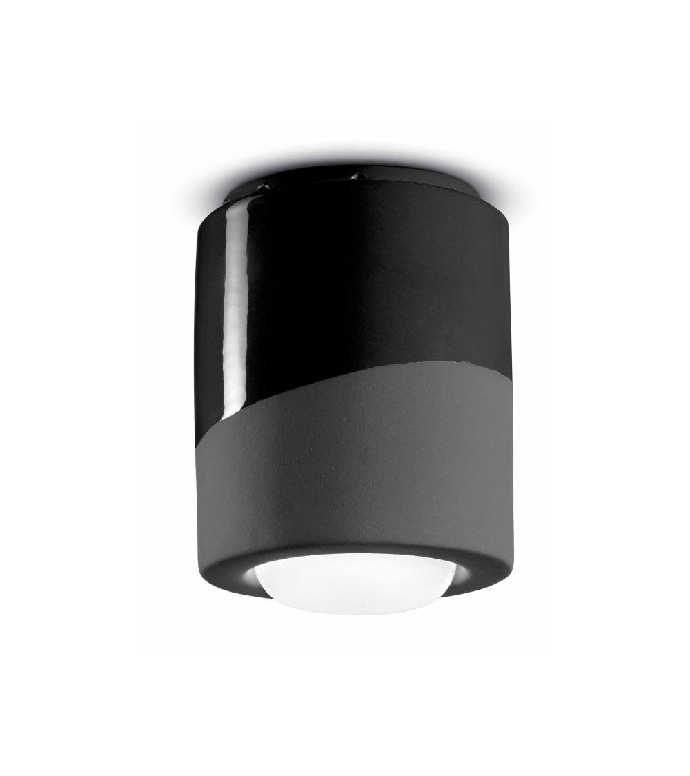 Ferroluce: Industrial Cylindrical Ceramic Ceiling Lamp H 14 cm -  - 