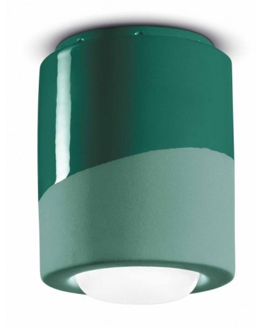 Ferroluce: Industrial Cylindrical Ceramic Ceiling Lamp H 14 cm -  - 