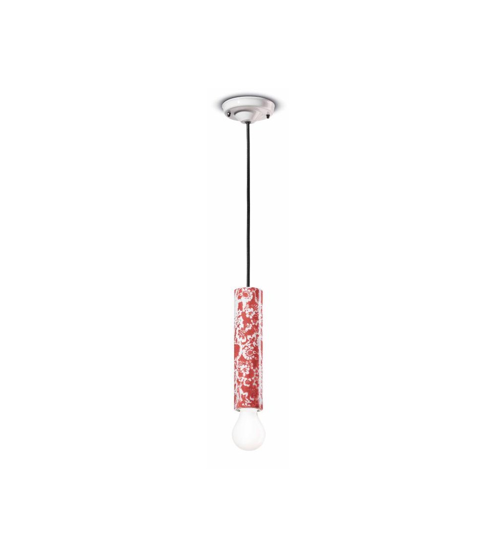 Lampe à Suspension en Céramique Cylindre Étroit Collection Decò - Ferroluce - 