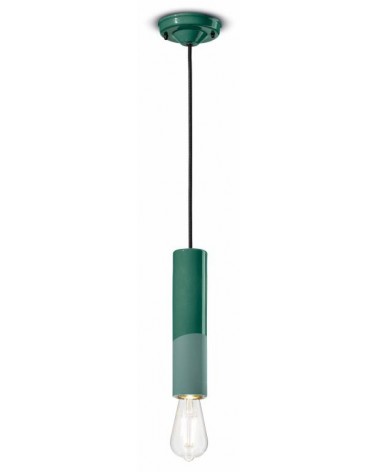 Suspension Lamp in Ceramic Narrow Cylinder Decò Collection - Ferroluce -  - 