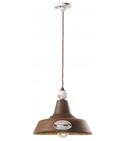 Ferroluce : Antiqued Suspension Lamp Diameter 35 cm Grunge -  - 8056772561357