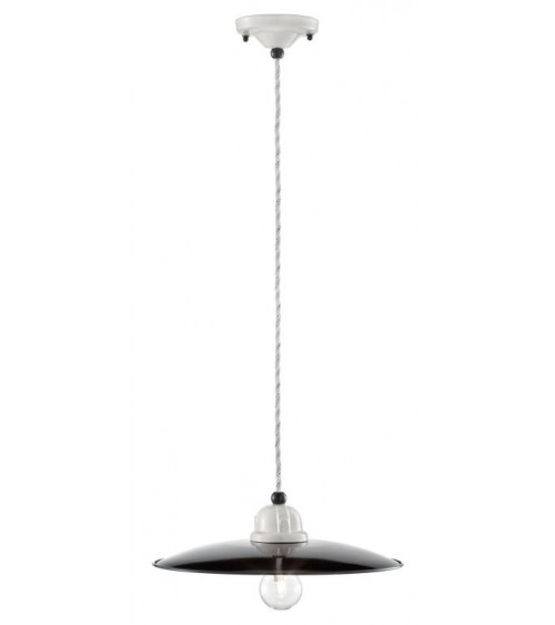 Ferroluce : Suspension Lamp in Black & White Industrial Ceramic -  - 