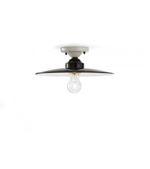Ferroluce : Ceiling lamp in Black & White Industrial Ceramic -  - 