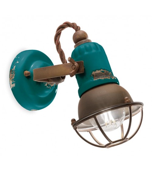 Ferroluce : Wall Lamp 1 Light With Cage Retro Collection -  - 