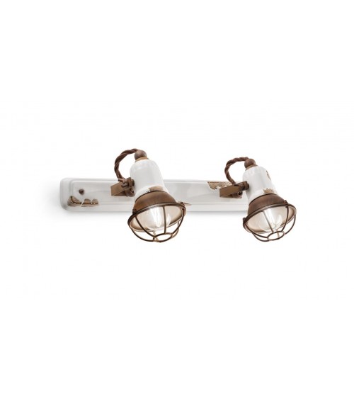 Ferroluce : Wall Lamp 2 Lights With Cage Loft Retro Collection -  - 8056772561715