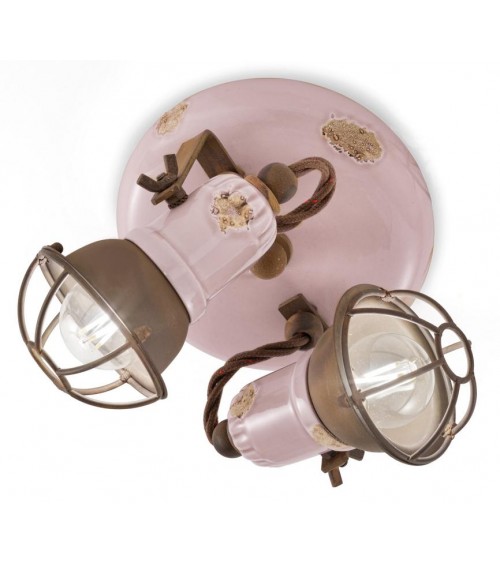 Ferroluce : Ceiling lamp 2 Lights with Loft Cage Retro Collection -  - 8056772561739