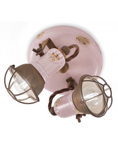 Ferroluce : Ceiling lamp 2 Lights with Loft Cage Retro Collection -  - 8056772561739