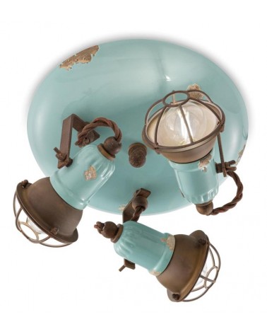 Ferroluce : Ceiling lamp 3 Lights with Loft Cage Retro Collection -  - 8056772561746