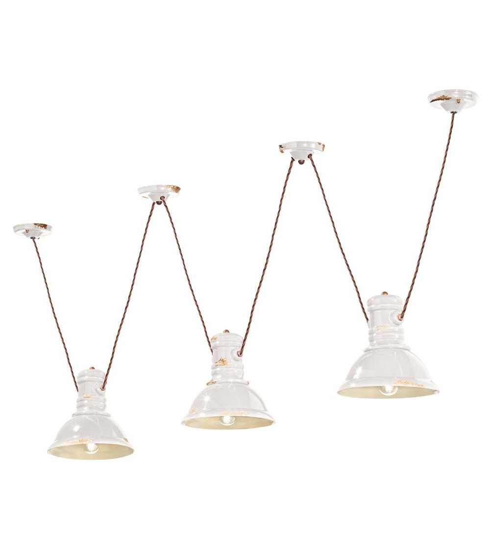 Ferroluce : Suspension Lamp with 3 Lights Industrial Retro Collection -  - 