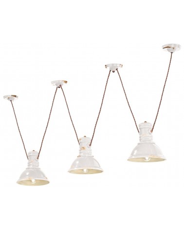 Ferroluce : Suspension Lamp with 3 Lights Industrial Retro Collection -  - 