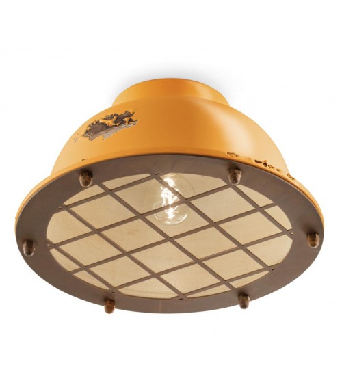 Ferroluce: Ceiling Lamp with Industrial Grid Retrò Collection - 3