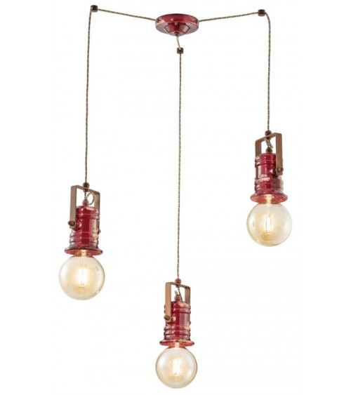 Suspension Lamp with 3 Lights Urban Retrò Collection - Ferroluce