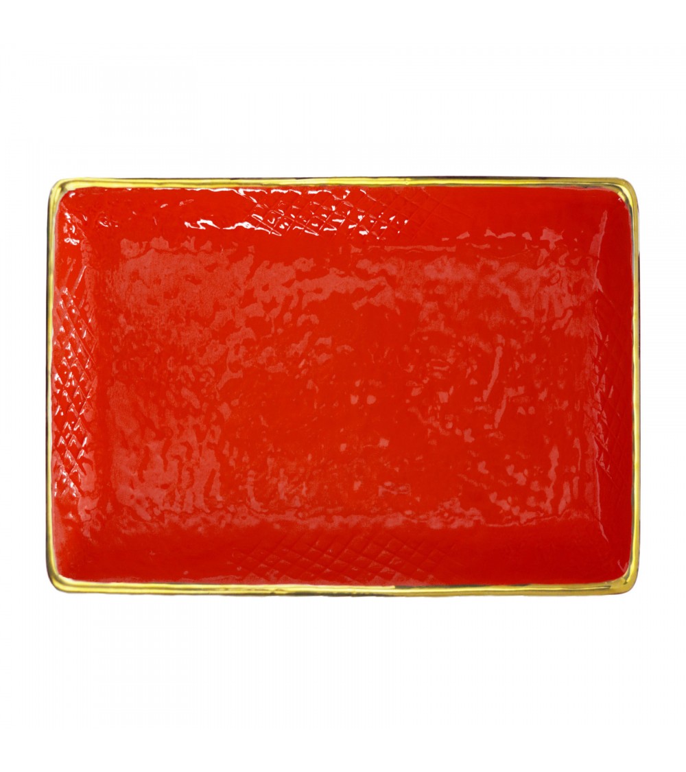 Plateau Rectangulaire en Céramique -Set 4 pcs- Preta Oro - Arcucci -