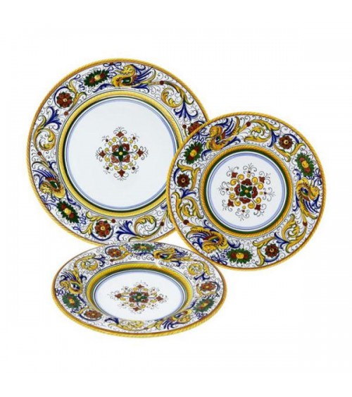 Smooth Raffaellesco Plates Set For 4 People - Deruta Ceramics