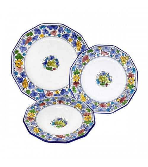 Multicolor Arabesque Dishes Set For 4 People - Hand Painted Deruta Ceramic - Luxury Plates.