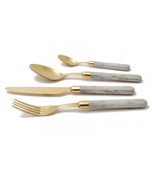 Rivadossi PVD-Gold-Besteck - Cortina-Holzeffekt - 24-teiliges Set -