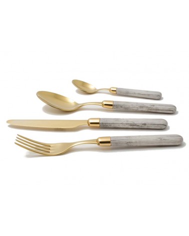 Couverts Rivadossi Pvd Gold - Effet Bois Cortina - Set 24pcs -