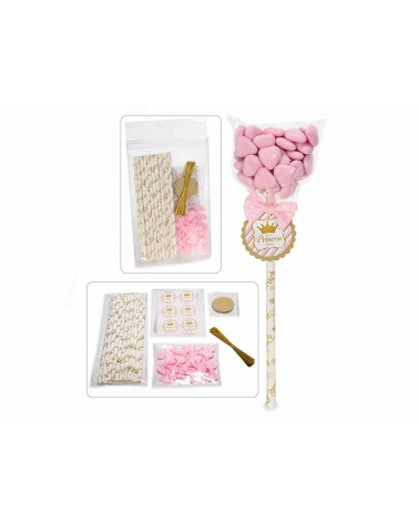 Favor Kit with Stick, Tag and Pink Bow - 36pcs Set -  - 