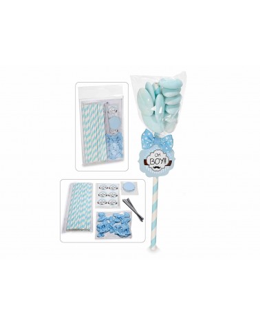 Favor Kit with Stick, Tag and Blue Bow - 36pcs Set -  - 