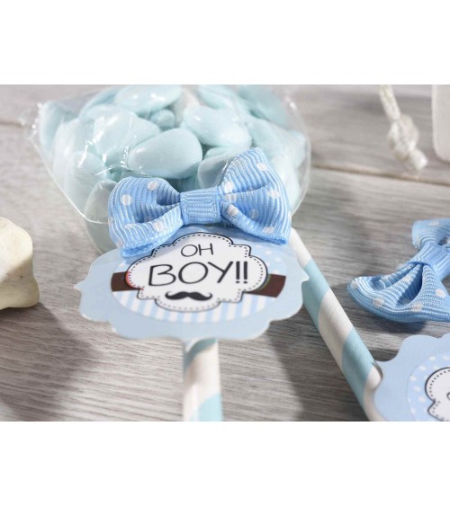 Favor Kit with Stick, Tag and Blue Bow - 36pcs Set -  - 