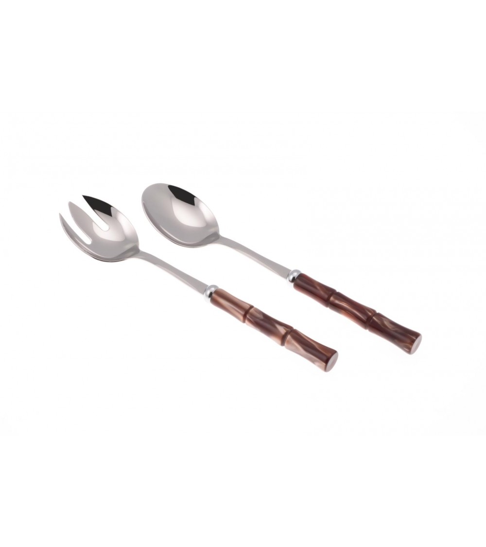 Bomboniera Posate Colorate Bamboo Perlato Rivadossi - Set 2Pz Insalata - marrone