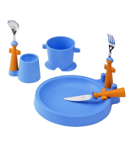 Club Set 6pz Children's Pappa - Plate, glass, Portautovo and 3 cutlery - Rivadossi Sandro -
