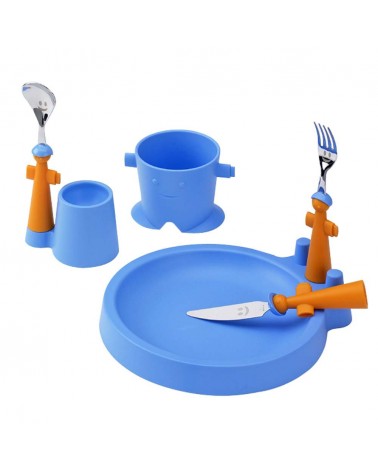 Club Set 6 Pieces Children's Food - Plate, Glass, Egg Cup and 3 Cutlery - Rivadossi Sandro -  - 