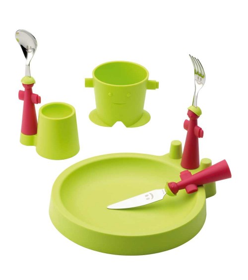 Clubset 6PZ Kinderpappa - Teller, Glas, Portautovo und 3 Besteck - Rivadossi Sandro -