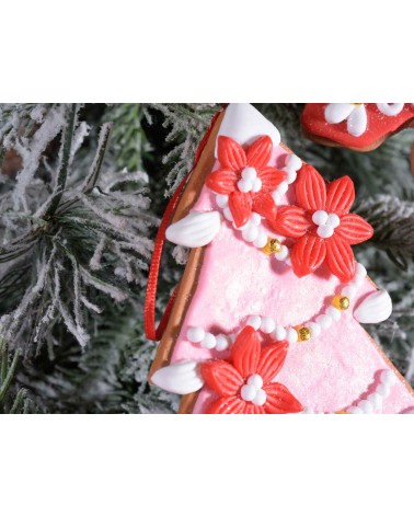 Décorations de Noël à suspendre en pain d'épice rose - 12 pièces - 