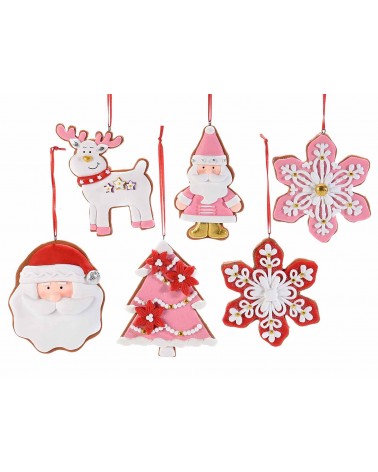 Pink Gingerbread Hanging Christmas Decorations - 12 Pieces -  - 