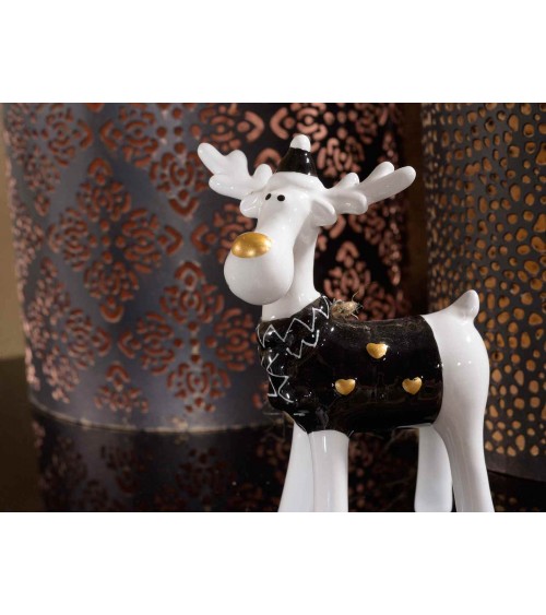 Ceramic Christmas Characters with Golden Details to Hang - 12 Pieces -  - 