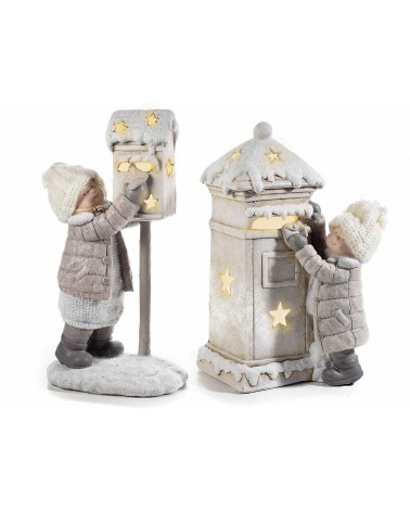 Children in Ceramic Boxing Letterina with Led Light - 2 Pieces -  - 