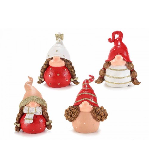 Gnomette in Resin with Golden and Glitter Decorations to Rest - 4 pieces -  - 