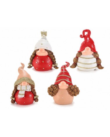 Gnomette in Resina con Decori Dorati e Glitter da  Appoggiare - 4 pezzi - 