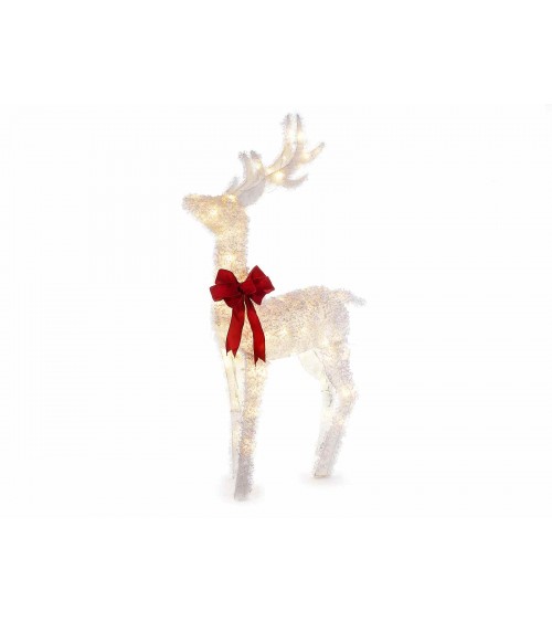 Reindeer in Snow-covered Metal with Warm White Led Lights -  - 