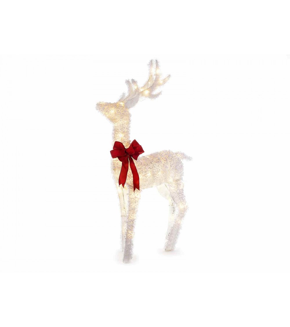 Reindeer in Snow-covered Metal with Warm White Led Lights -  - 