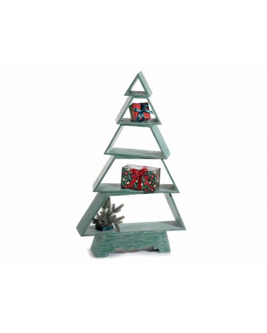 Christmas Tree in Brushed Green Wood with 5 Shelves -  - 